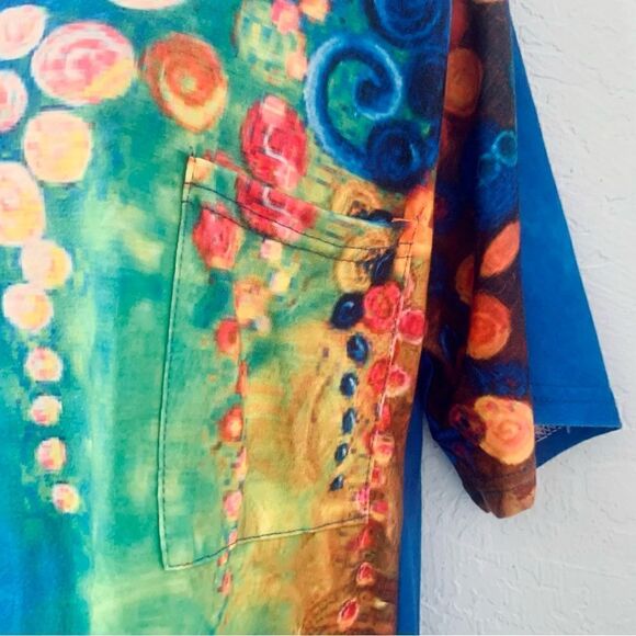 Unbranded multicolored Abstract Print V-Neck Short Sleeve T-shirt Size Small - Picture 3 of 9